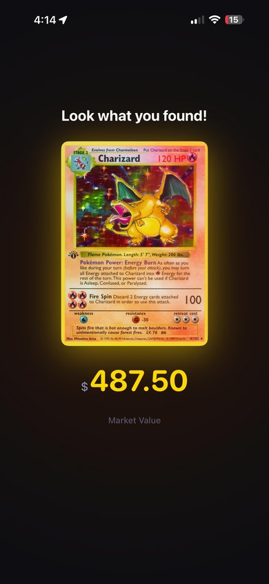 PokeScout - Charizard card worth $487.50